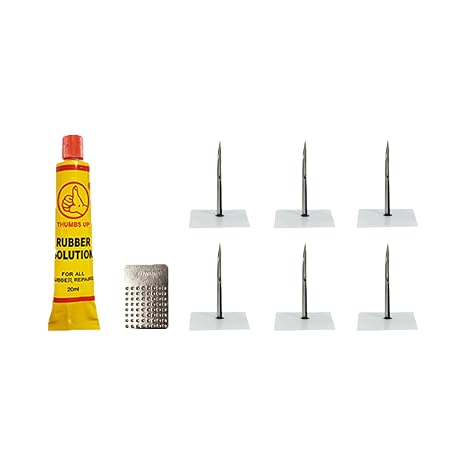 Stop & Go 3002 8-Piece Tubeless Tire Repair Kit with Patches, Cement | Fixes punctures and flats on cars, trucks, ATVs, UTVs, motorcycles, and trailers. Includes 6 patches and rubber cement tube.