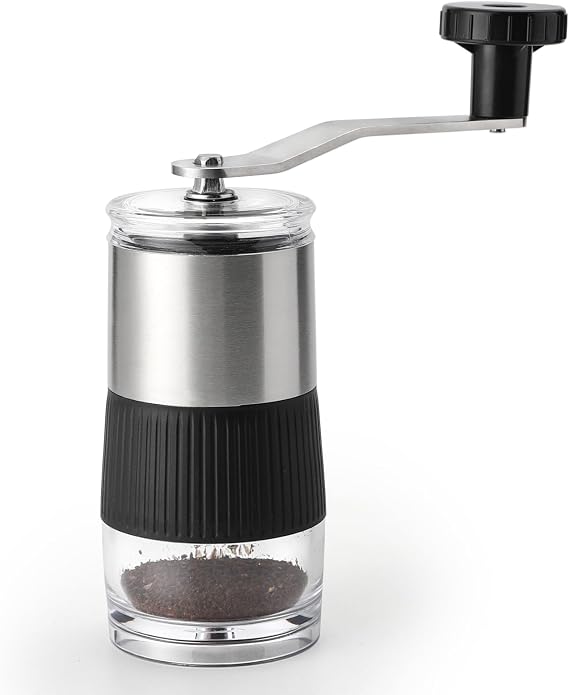 Manual Coffee Bean Grinder - Conical Burr Coffee Grinder with Hand Crank, Portable and Adjustable Settings for Fine to Coarse Grind - Ideal for Camping or Travel