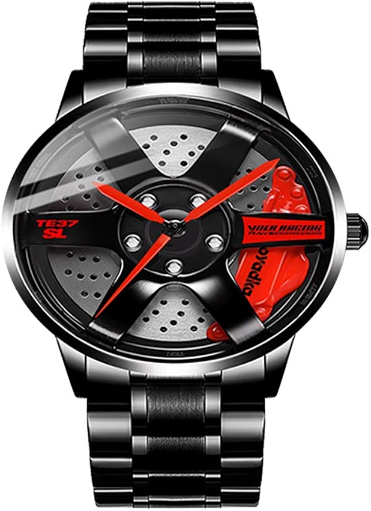 Mens Watches Car Wheel Rim Hub Waterproof Brembo Red - 3D Brake Caliper Wheel Watch Relojes para Hombre