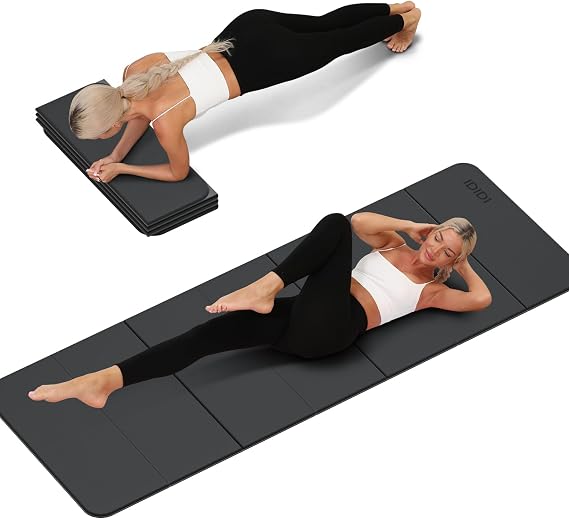Foldable Yoga Mat Extra Thick 0.32"(8mm) | Folding Exercise Mat,Odorless POE, Non-Slip Grip, No-Curl Edges, Great for Yoga, Pilates & Home Workouts