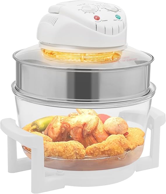 Turbo Air Fryer, 17L 1400W 360 Viewable Airy Fryer with Expansion Ring, Halogen Oven Air Fryer for Kitchens, Restaurants, Food Stalls