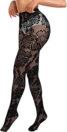 EHSUYAB Sexy Lace Tights For Women, High Waisted Fishnet Stockings Concert, Floral Patterned Pantyhose Leggings Rave Outfits