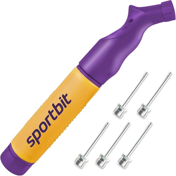 SPORTBIT Ball Pump with 5 Needles | Push & Pull Inflation System | Ideal for All Sports Balls | Volleyball Pump | Basketball Inflator | Football & Soccer Ball Air Pump | Needle Set