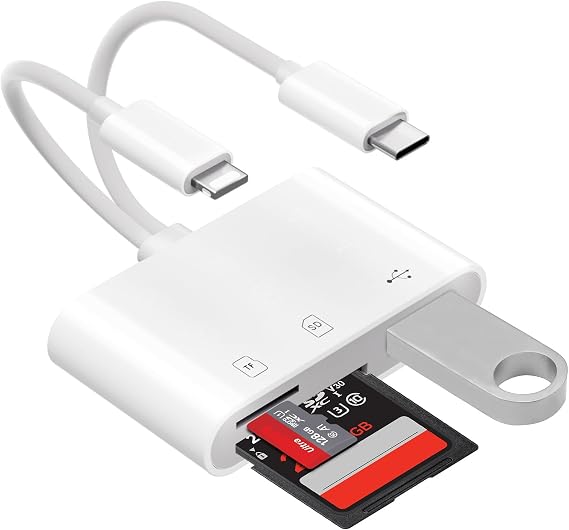 Loydia SD Card Reader for iPhone, 3-in-2 USB C MicroSD Card Reader, Micro SD to Type C Adapter Memory Card reader with SD/TF Card Slot, Camera Card Viewer SD Card reader for iPad/Huawei/iPhone 15