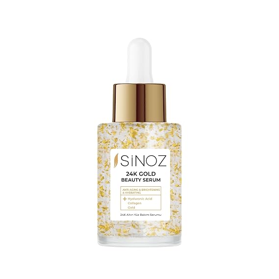 Sinoz 24K Gold Beauty Face Care Serum | Anti-Aging & Radiance-Boosting Formula | Reduces Fine Lines & Wrinkles | With Real Gold Particles | 1.02 Fl Oz (Pack of 1)