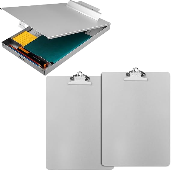 Recycled Aluminum Storage Clipboard 9.25 x 13.78 Inches+ 2 Pack Metal Clipboard with Large Capacity Clip 12 x 9 Inches