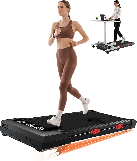 Walking Pad 9% Auto Incline, 3.0HP Portable Treadmill,300 pounds Treadmill with Incline, Under Desk Walking Pad with Remote Control &LED Display