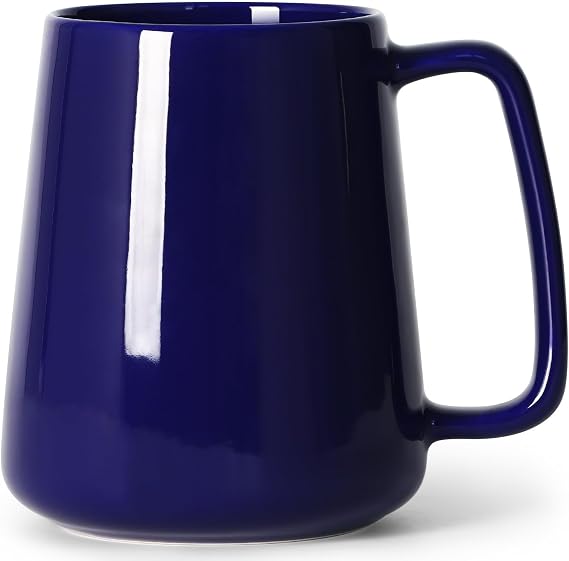 Smilatte 24 OZ Large Coffee Mug, 720ml Ceramic Tea Cup with Big Handle for Dad Men Women, Unique Style for Any Kitchen, Blue