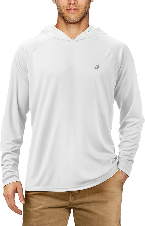 Roadbox Mens Fishing Sun Hoodie, Long Sleeve UPF 50+ UV Protection Shirts