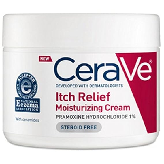 CeraVe Moisturizing Cream for Itch Relief, Anti Itch Cream, 12oz | Relieves Minor Skin Irritations, Sunburn and Bug Bites with Pramoxine Hydrochloride In A Fragrance Free Formula