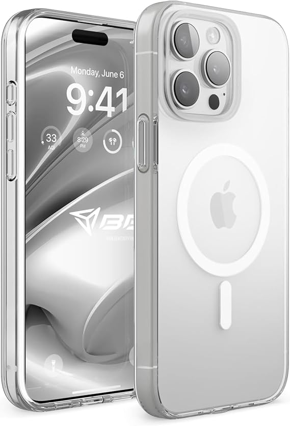 Babilden iPhone 15 Pro Max İçin Kılıf Magsafe İle Uyumlu Şeffaf Sert Kristal Mika Sararmaz Telefon Kılıfı