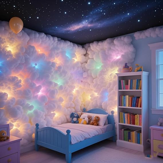 3D Thundercloud LED Light, New Cloud Lamp, Cloud Music Sync Multicolor Changing Strip Light, Cotton Lightning Cloud, for Gaming Room Bedroom Wall Night Party Decoration,5m/16ft