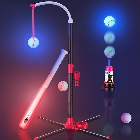 Wee Wonders 3-in-1 LED T Ball Set for Kids, Adjustable Height Tee Ball Set