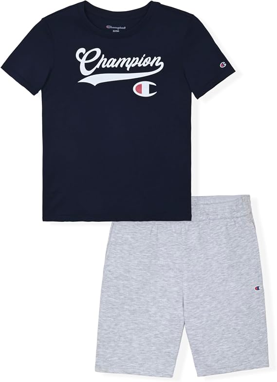 Champion Boys 2 Piece Short Sleeve Shirt and Mesh Shorts Sets