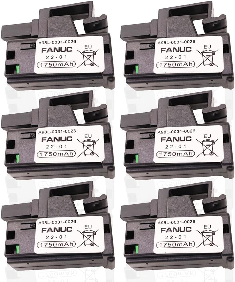 lt;6PCS>3V 1750mAh A98L-0031-0026 PLC Battery Replacement for FANUC A02B-0309-K102 Part NO A98L-0031-0026, Lithium Battery in Hard CASE, for FANUC CNC Machine controler Battery