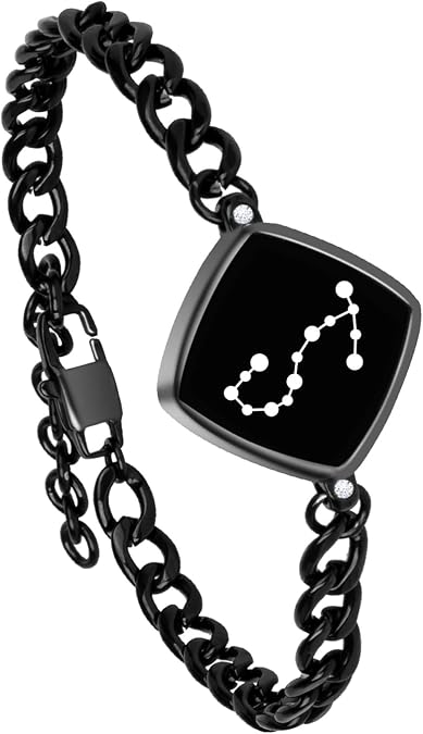 Long Distance Touch Bracelets Jewelry, Remote Smart Love Bracelet,Send SOS SMS Relationship Bracelets constellations for Couples Lovers Family Friends Valentine's Day Gifts Black/Silver