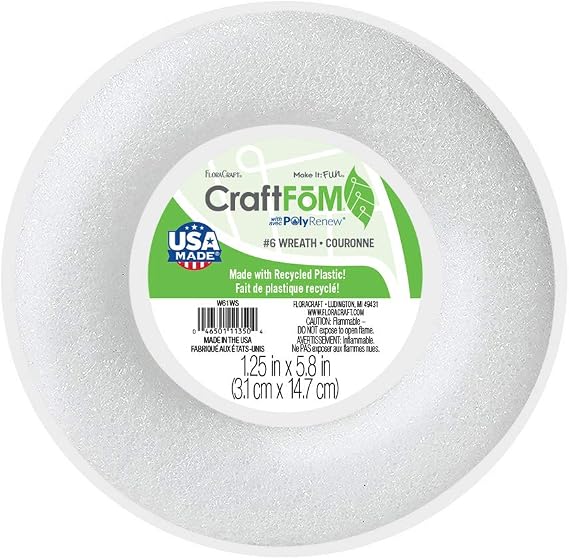 FloraCraft CraftFoM Wreath 1.25 Inch x 5.8 Inch White