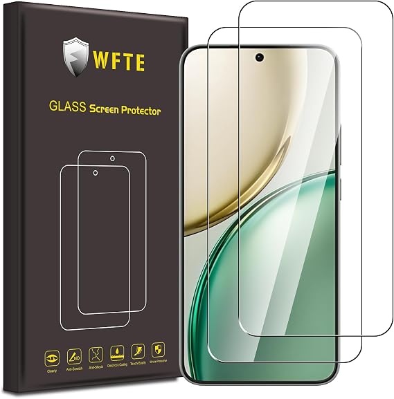 WFTE 2-Pack Tempered Glass for HONOR Magic 8 Lite 5G/HONOR X9D Screen Protector,9H Hardness,Anti-Scratch,Bubble-Free,HD Clear,Premium Protective Film for HONOR Magic8 Lite 5G,Case Friendly
