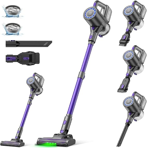 Suirviz Cordless Vacuum Cleaner, 40KPA/35Mins, Green LED Light, Lightweight Stick Vacuum Self-Standing, Vacuum Cleaners for Home Handheld Vacuum for Pet Hair, Carpet, and Hard Floors, U8
