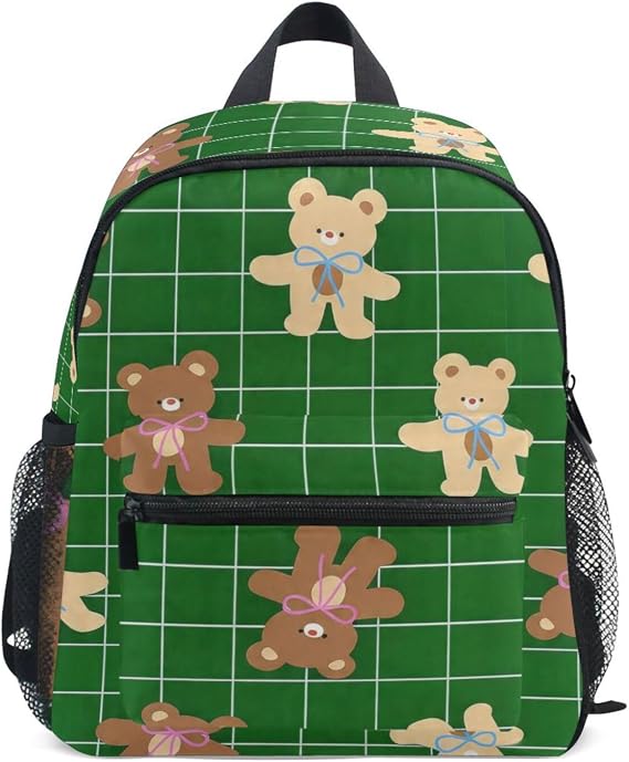 Bears Mini Backpack for Boys 3-8, Lightweight Toddler backpack with Multiple Storage Pockets, 10x4x12in