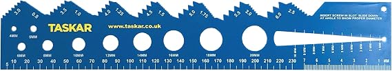 Taskar Screw Diameter & Thread Pitch Gauge Ruler (Metric)