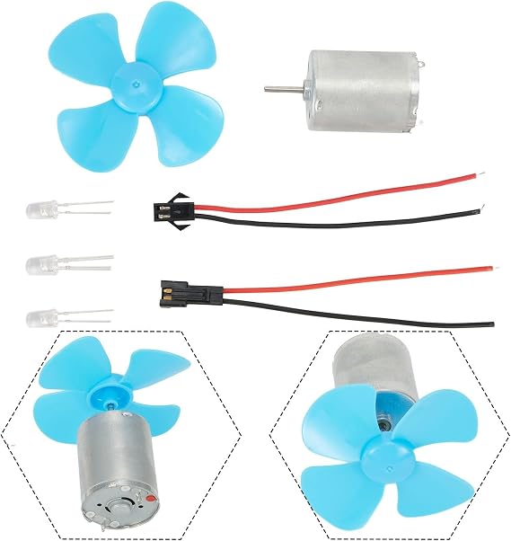 Mini Wind Turbine Generator Kit 12V DC Motor with Diodes Four Blade Paddle DIY Alternative Energy Supply for Home Garden Electrical Projects