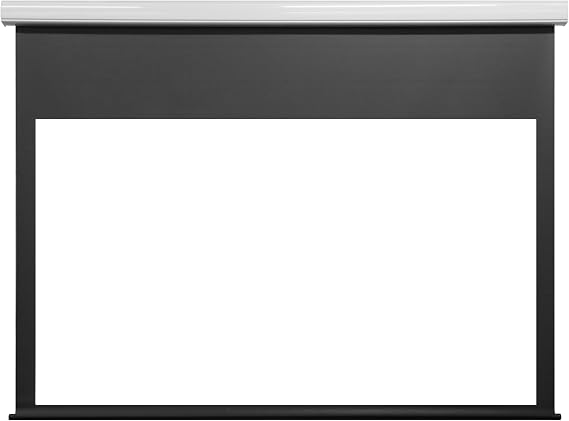 Motorized Electric Drop Down 4K/8K Projection Screen, 100" Diagonal 16:9 Matte White with White Aluminum Case Silver Ticket Products E169100