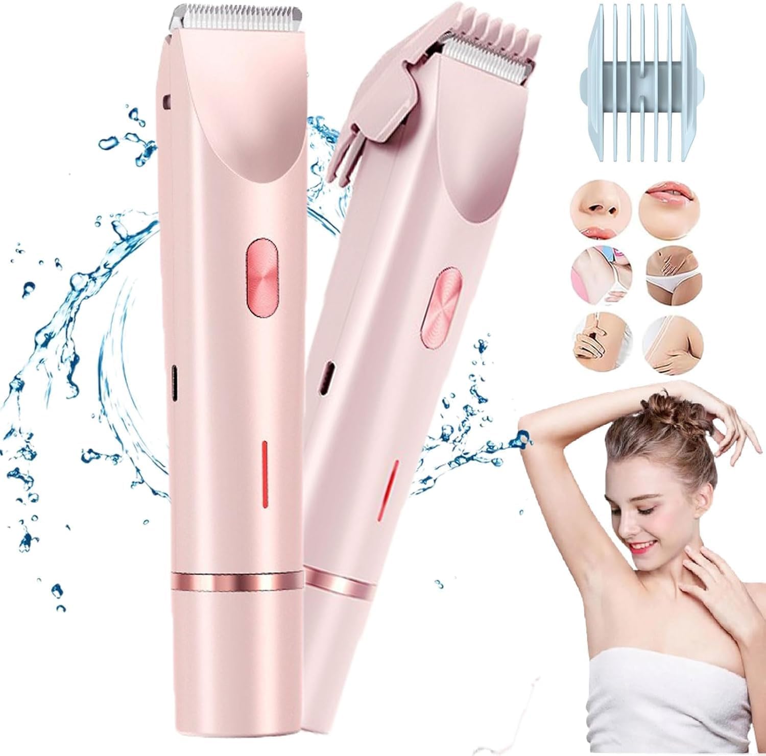 Bikini Shaver,2025 New 2 in 1 Wet and Dry Trimmer 2.0,Ipx7 Waterproof Double Head Bikini Womens Iui Beauty ShaverPink