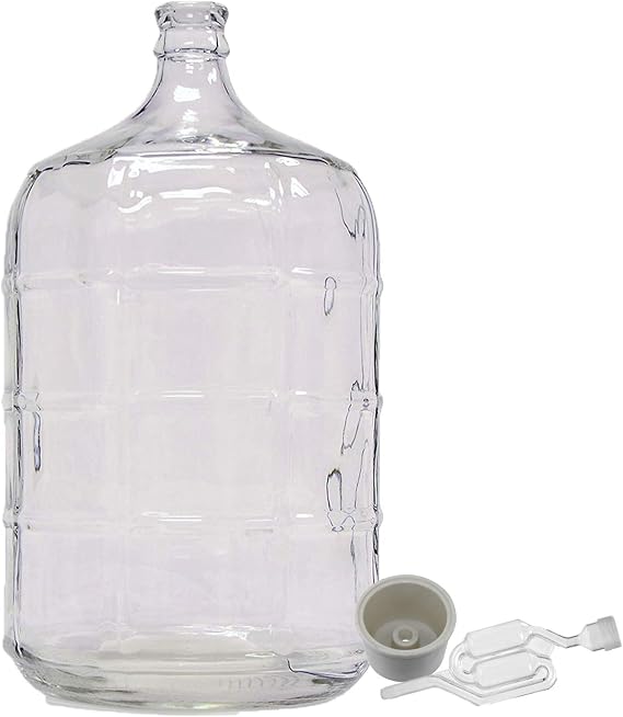 Home Brew Ohio 6 Gallon Glass Carboy with Drilled Bung and Twin Bubble Airlock