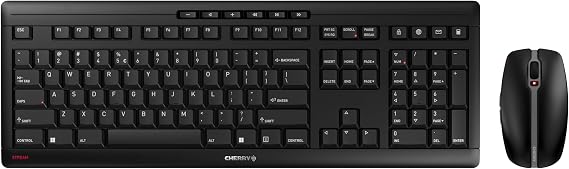 CHERRY Stream Desktop, Wireless Keyboard & Mouse Combo | 2.4 GHz Connection, Quiet Keys, Slim Design, Comfortable Writing, Battery-Powered, QWERTY, Black
