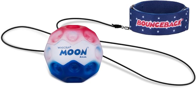Waboba Bounceback Returning Stars and Stripes Hyper Bouncy Balls, Extreme Bounce and Fun, Super High Bouncing Ball for Active Play and Outdoor Games