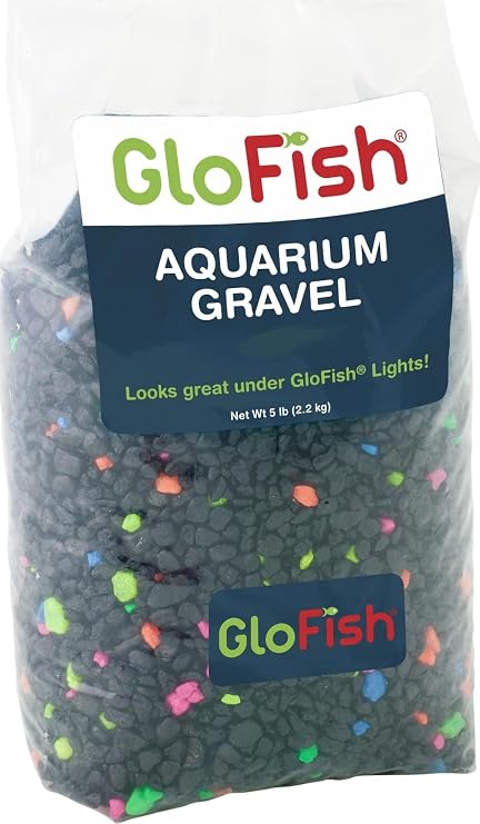GloFish Aquarium Gravel, Fish Tank Gravel, Black With Fluorescent Accents, Compliments GloFish Tanks, 5 lb Bag