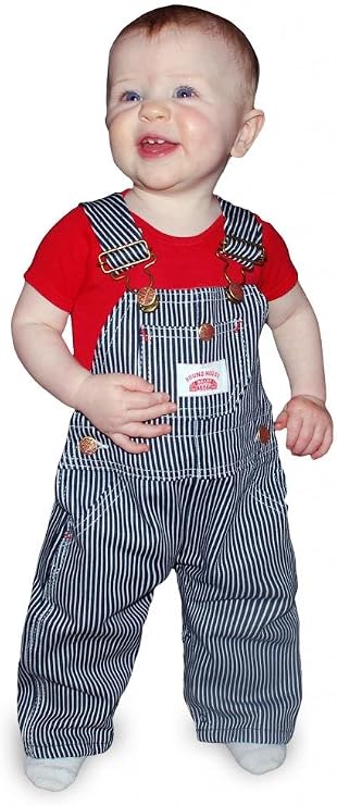Round House Kids Striped Overalls Blue