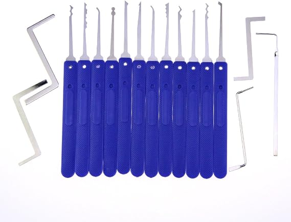 17pcs Locksmith Pick Set with 5pcs Tension Wrech,Transparent Training Lock