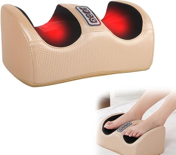 Shiatsu Foot Massager with Heat, Electric Kneading Foot Massager and Calf Massage with Cord Remote Control for Relaxes Leg Muscles, Plantar Fasciitis, Pain Relief, Gifts for Mom & Dad (Gold)