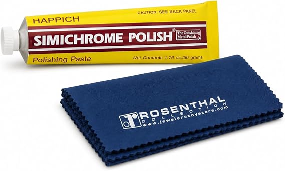 Rosenthal Collection Simichrome Polish - Metal Polish Compound for Chrome, Aluminum, Pewter & Jewelry Restoration - 50g Tube + Polishing Cloth