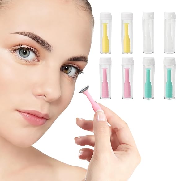 8PCS Contact Lens Remover Tool, Soft Silicone Contact Lens Applicator with Suction Holder, 4 Colors Lens Remover Inserter for Travel Outdoor and Daily Use