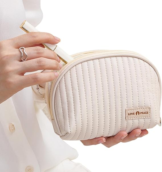 Traveling Cosmetic Bag for Women Waterproof PU Leather Large Capacity