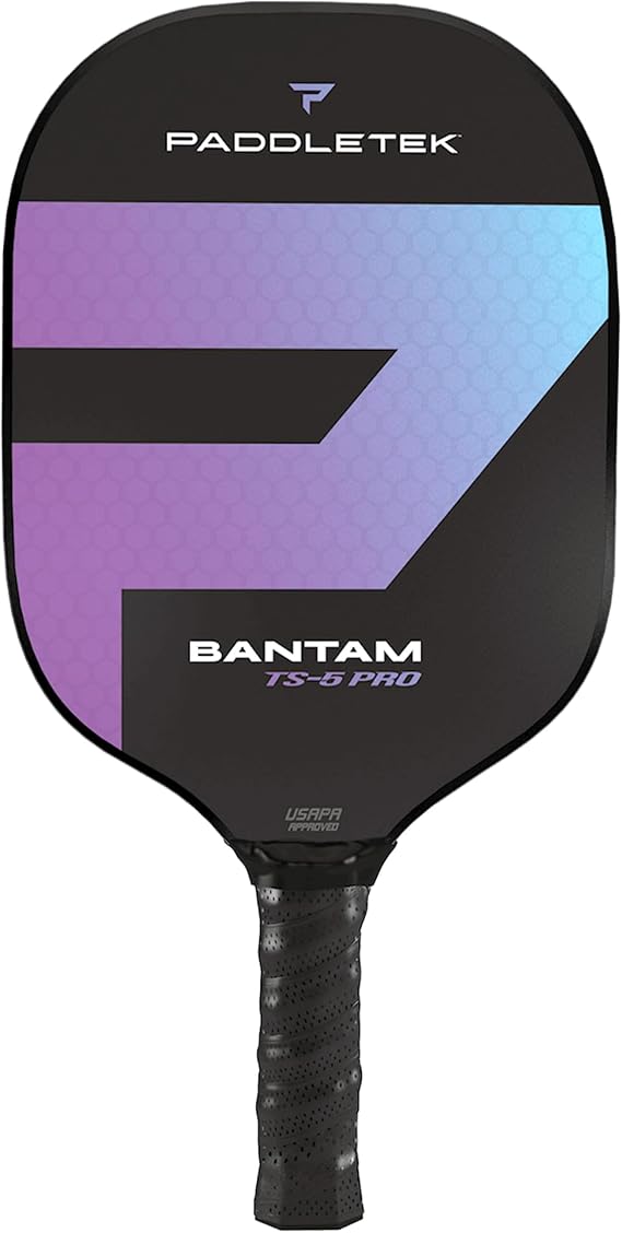 Paddletek Bantam TS-5 Pro Pickleball Paddle | Professional Pickleball Paddles with Honeycomb Core, Textured Fiberglass Epoxy Hybrid Surface, Bantam SRT Core & High Tack Performance Grip