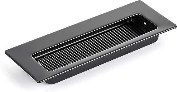 Richelieu Hardware 686900 4 1/2-inch (114 mm) x 1 5/8-inch (41 mm) Matte Black Modern Recessed Cabinet and Drawer Pull Handle for Kitchen, Bathroom,
