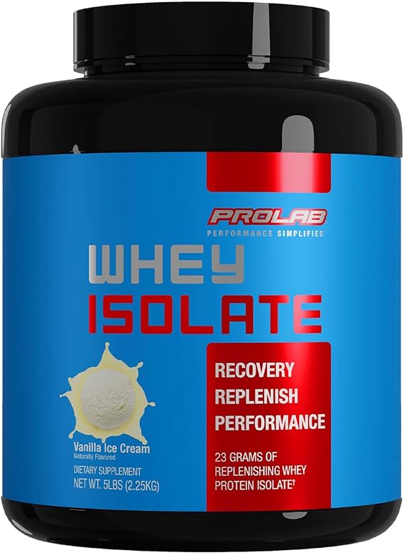 ProLab Whey Isolate 5LB, 23g Protein & BCAAs, Muscle (Vanilla Ice Cream)