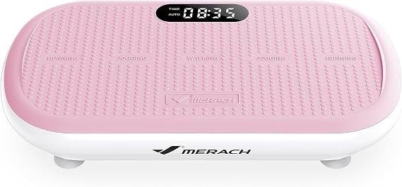 Merach CV40 Curved Vibration Plate Exercise Machine with 440lbs Capacity | 200W Powerful Motor, 13mm Amplitude, Shake Plate for Lymphatic Drainage, Bluetooth, Silicone Pedal, Resistance Band, Home Gym