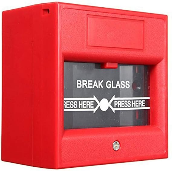 UHPPOTE Wired Button Hands Break Glass Fire Emergency Alarm Exit Release | Color Red for Control Access System, Homes and Businesses