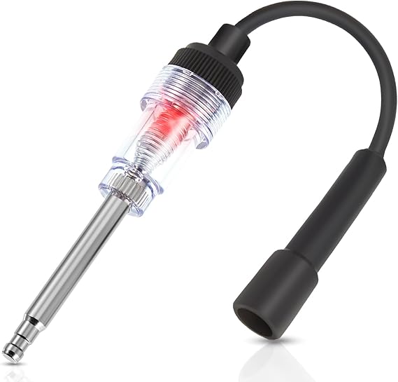 Inline Spark Plug Tester Engine Straight Boot Ignition Tester Light Lawnmower Checker Armature Diagnostic Detector for Automotive Car Internal External Engine(1 Piece)