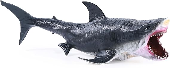 11 Inch Megalodon Shark Toy Realistic Deep Sea Giant Ocean Animal Figure with Movable Jaw for Children Party Favours Cake Decor Bath Play Collection