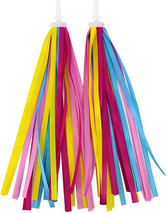 1Pair(2pcs) Kid's Bike Handlebar Polyester Streamers Satin Ribbons for Children's Bicycle Scooter Trike and Baby Carrier Decorative Accessories