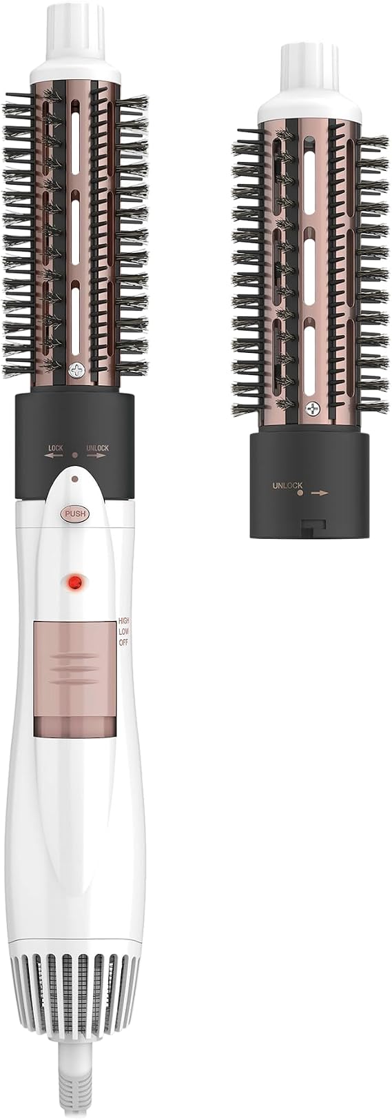 Conair Thermal Brush Set, Double Ceramic, Interchangeable, 1.25" & 1.5" | 1000W hair dryer brush set for all hair types, 2 heat settings, cool-touch barrel tips, and a 5-foot styling cord