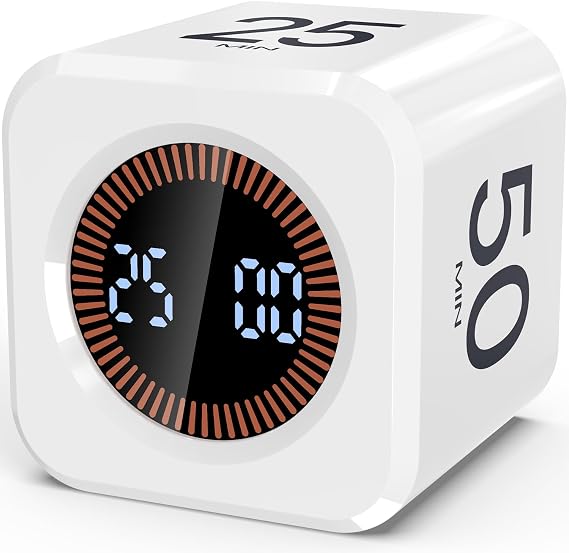 Pomodoro Timer Cube 5/10/25/50, Visual Productivity Flip Timer for Kids