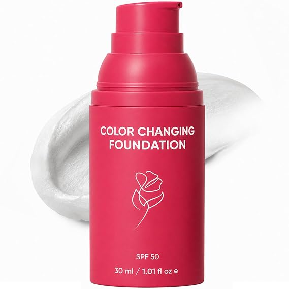 Korean Color Changing Foundation, Automatically Adjusts Liquid Foundation for Women, with SPF 50, Deep Hydration & Refines Pores, Medium to Full Coverage Cream for Mature Skin, 30ML / 1.01 FL OZ
