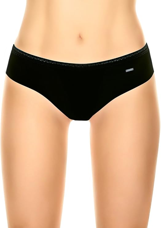 Laura Women's Classic Cheeky Thong Lace Trim